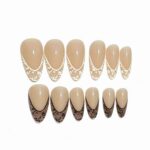 Others Sweet & Edgy Y2K Lace French Black & White AB Mid-Length Almond Press-On Nails