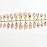 Flower Pattern Series Forest Pastoral Style Hand-Painted Strawberry & Ladybug Long Almond Press-On Nails