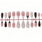 Others Maillard Retro Style Bambi Deer Bow & Polka Dot Medium Almond Press-On Nails