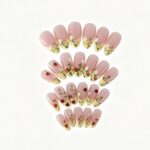 Flower Pattern Series Forest Pastoral Style Hand-Painted Strawberry & Ladybug Long Almond Press-On Nails