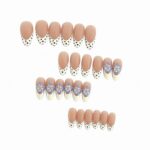 Ocean Series Fresh Cream White & Blue Polka Dot 3D Floral Long Stiletto Press-On Nails