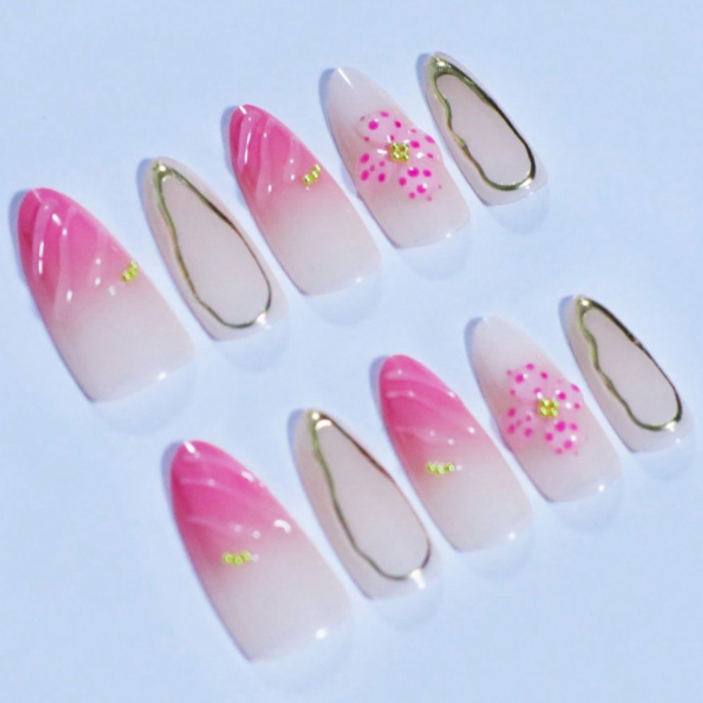 Flower Pattern Series Pink Flower Press-on Nails